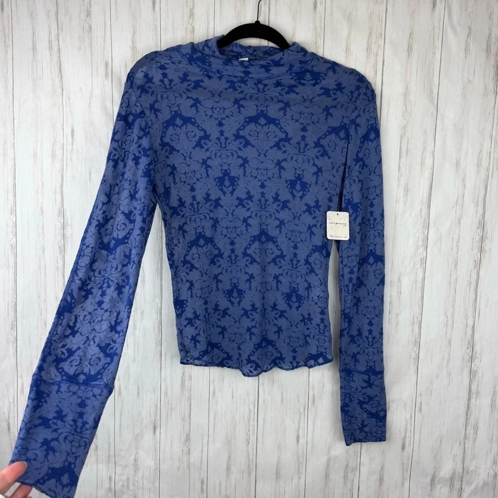Free People NWT blue long sleeve blouse